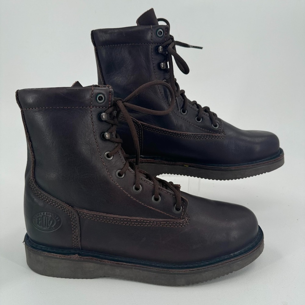 BOM Brown Leather Boots MENS Lace Up Round Toe SIZE 9.5